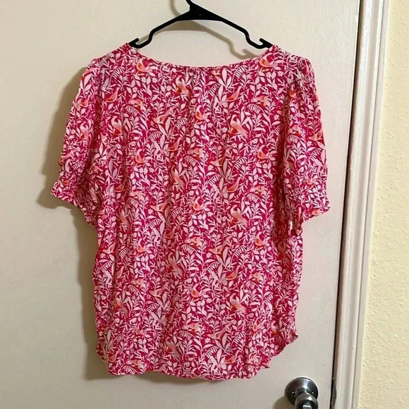 EUC Loft V-neck Floral Peacock Blouse - Picture 2 of 4